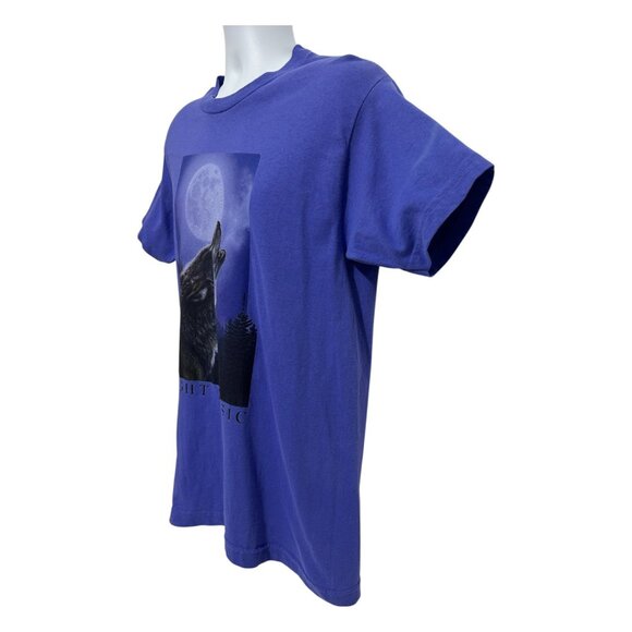 Foot Locker Unisex Large Night Music Purple T-Shirt Howling Wolf Moon Vintage - Picture 5 of 13